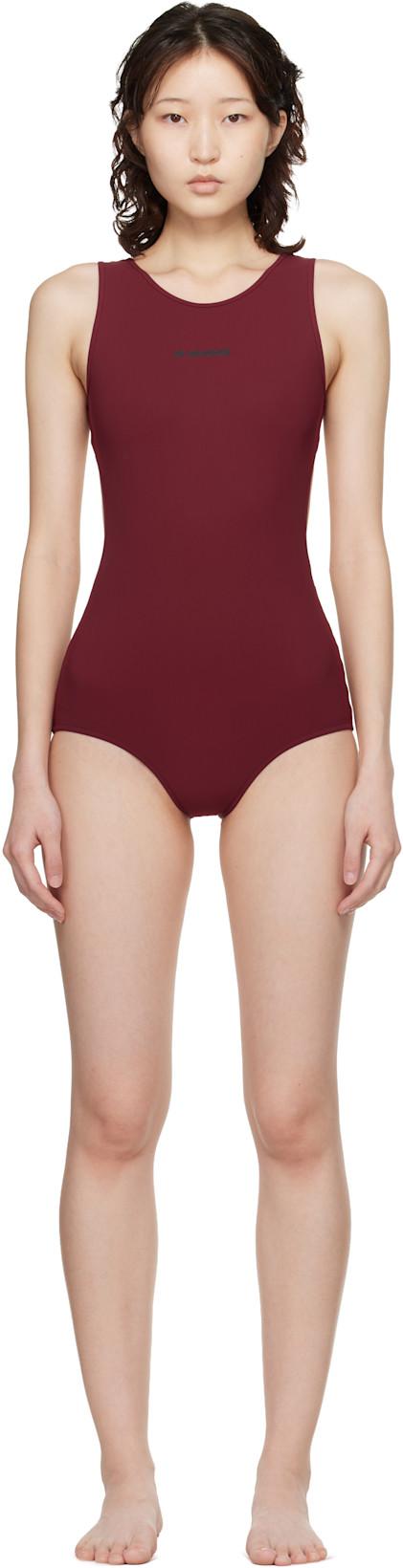 Burgundy Jersey Swimsuit by JIL SANDER