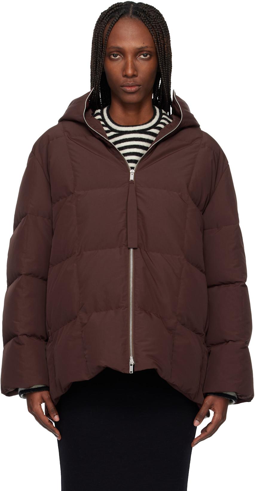 Burgundy Quilted Down Jacket by JIL SANDER