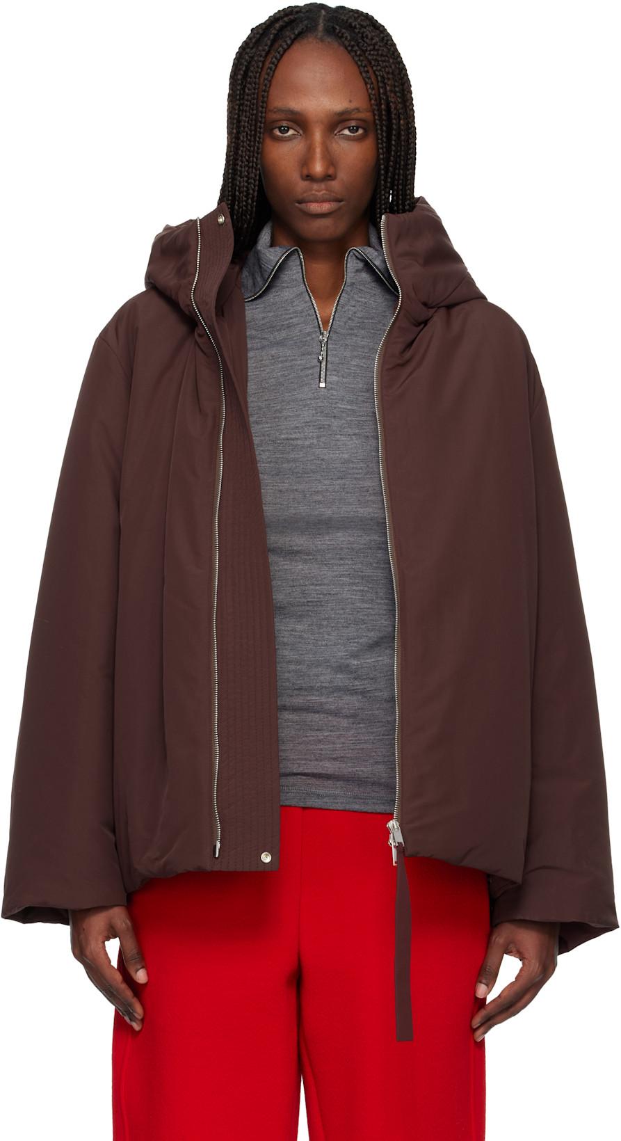 Burgundy Taffeta Down Jacket by JIL SANDER