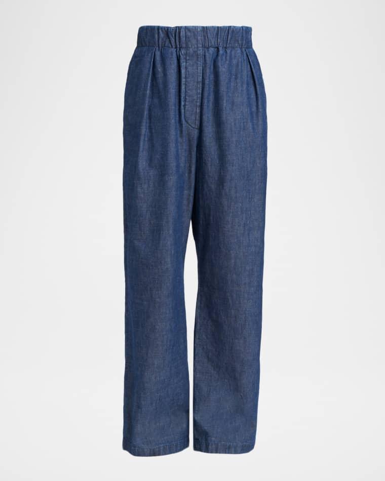 Chambray Straight-Leg Pull-On Trousers by JIL SANDER