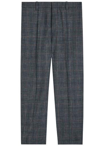 Checked straight-leg wool and linen-blend trousers by JIL SANDER
