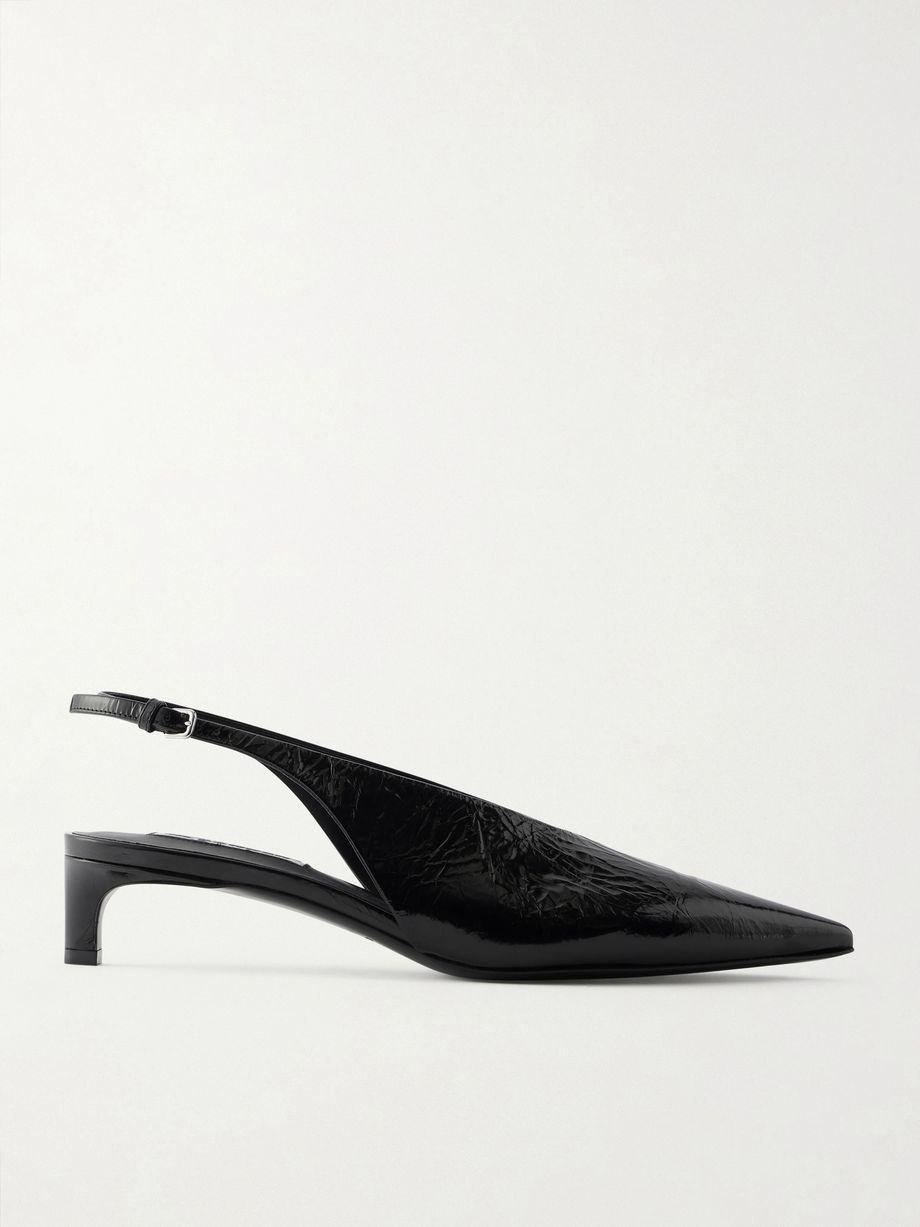 Crinkled patent-leather slingback pumps by JIL SANDER