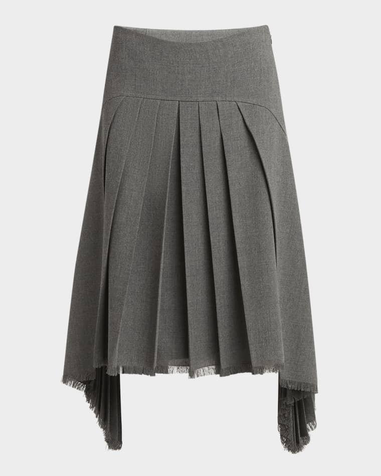 Curved-Yoked Pleated Midi Skirt by JIL SANDER