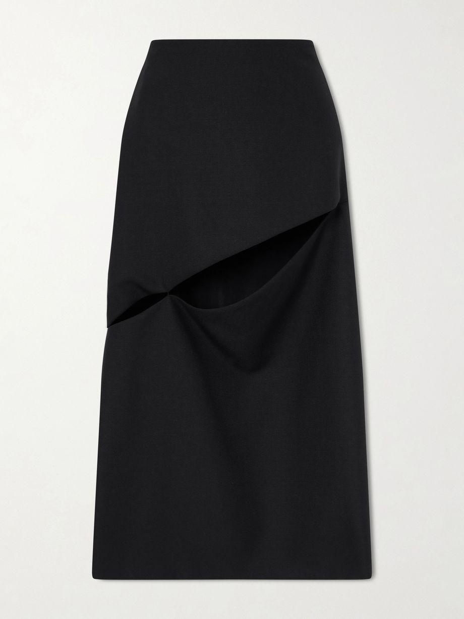 Cut-out grain de poudre wool and mohair-blend midi skirt by JIL SANDER