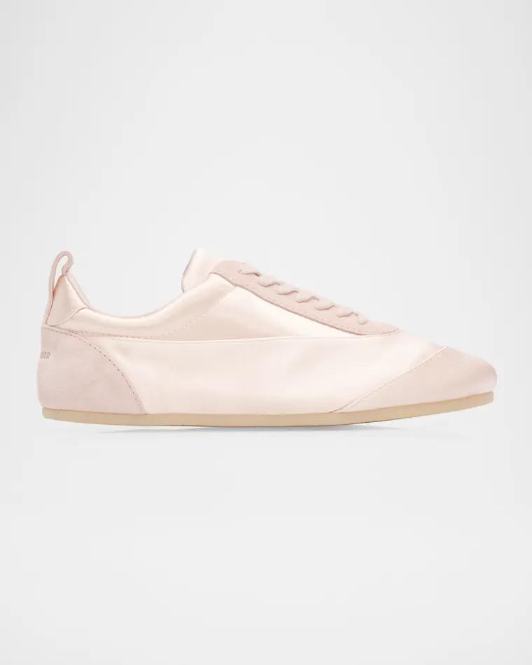Etage Satin and Suede Low-Top Sneakers by JIL SANDER