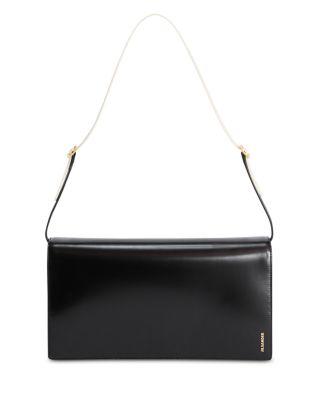 File Medium Black Leather Shoulder Bag by JIL SANDER