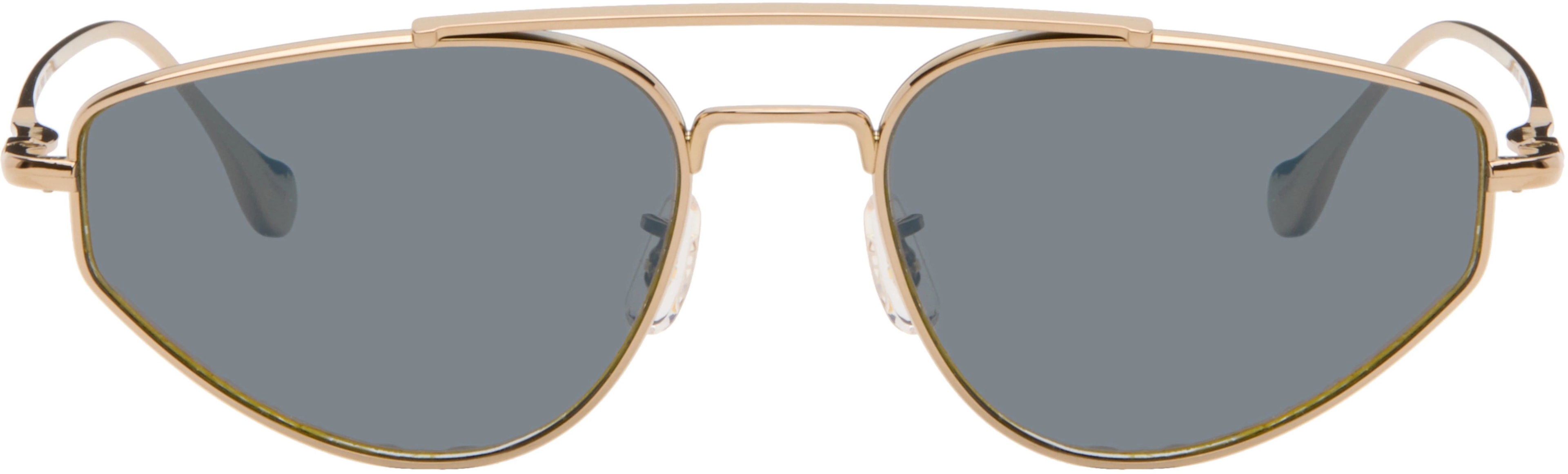 Gold Oliver Peoples 'Edition 5' Aviator Sunglasses by JIL SANDER