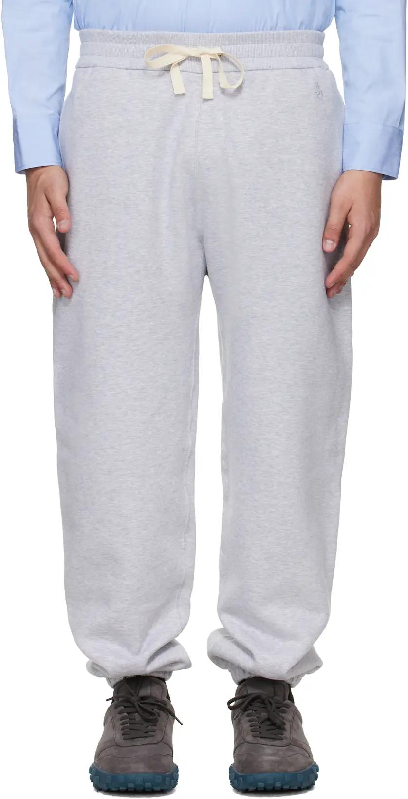 Gray Embroidered Logo Fleece Sweatpants by JIL SANDER