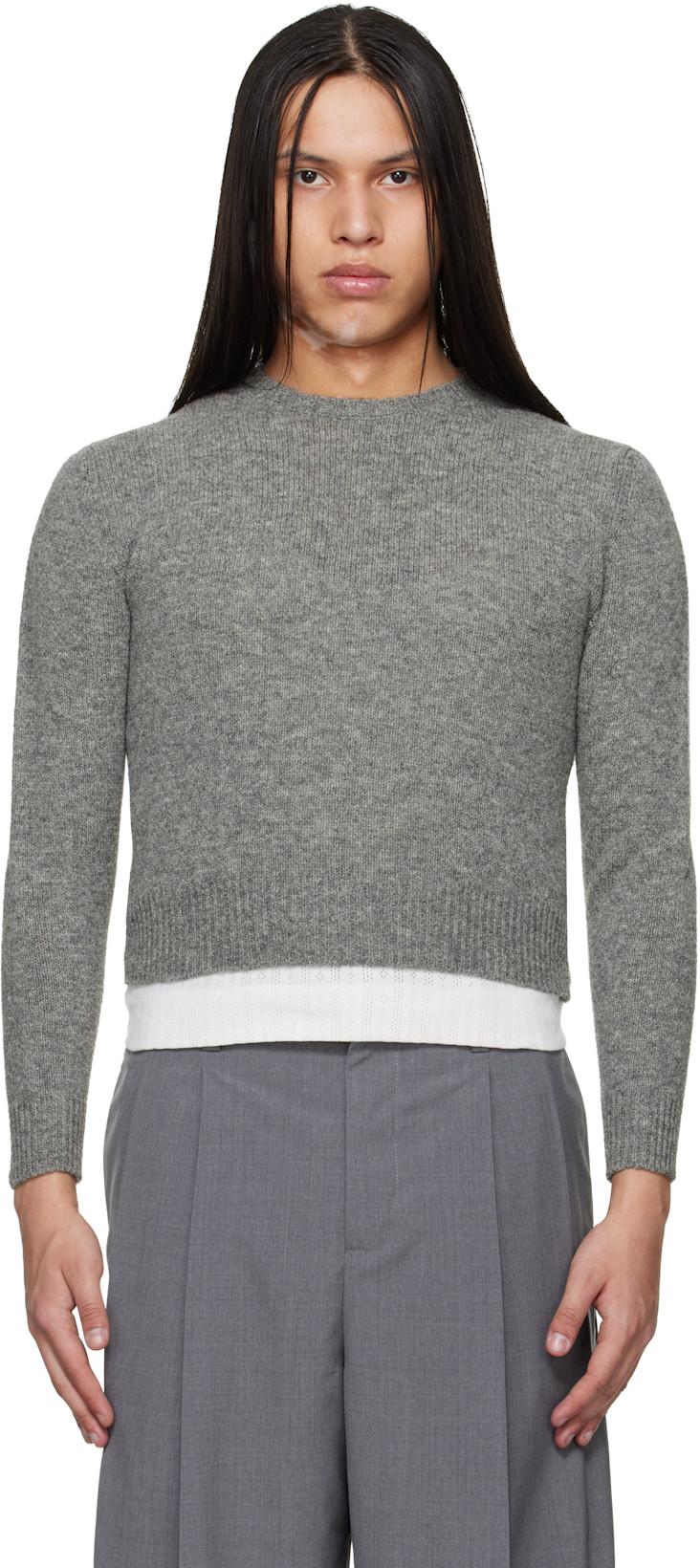 Gray Knit Wool-Blend Sweater by JIL SANDER