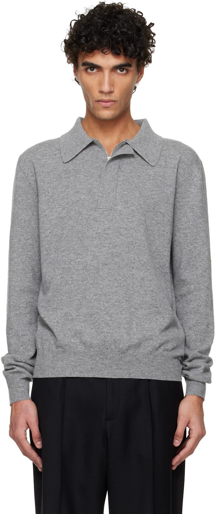 Gray Lightweight Wool Polo by JIL SANDER
