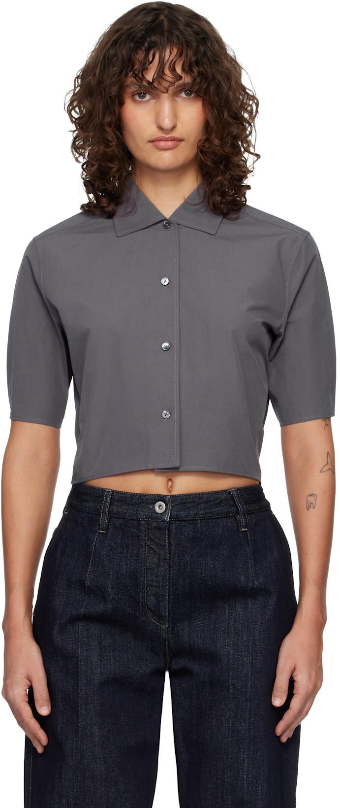 Gray Technical Faille Shirt by JIL SANDER