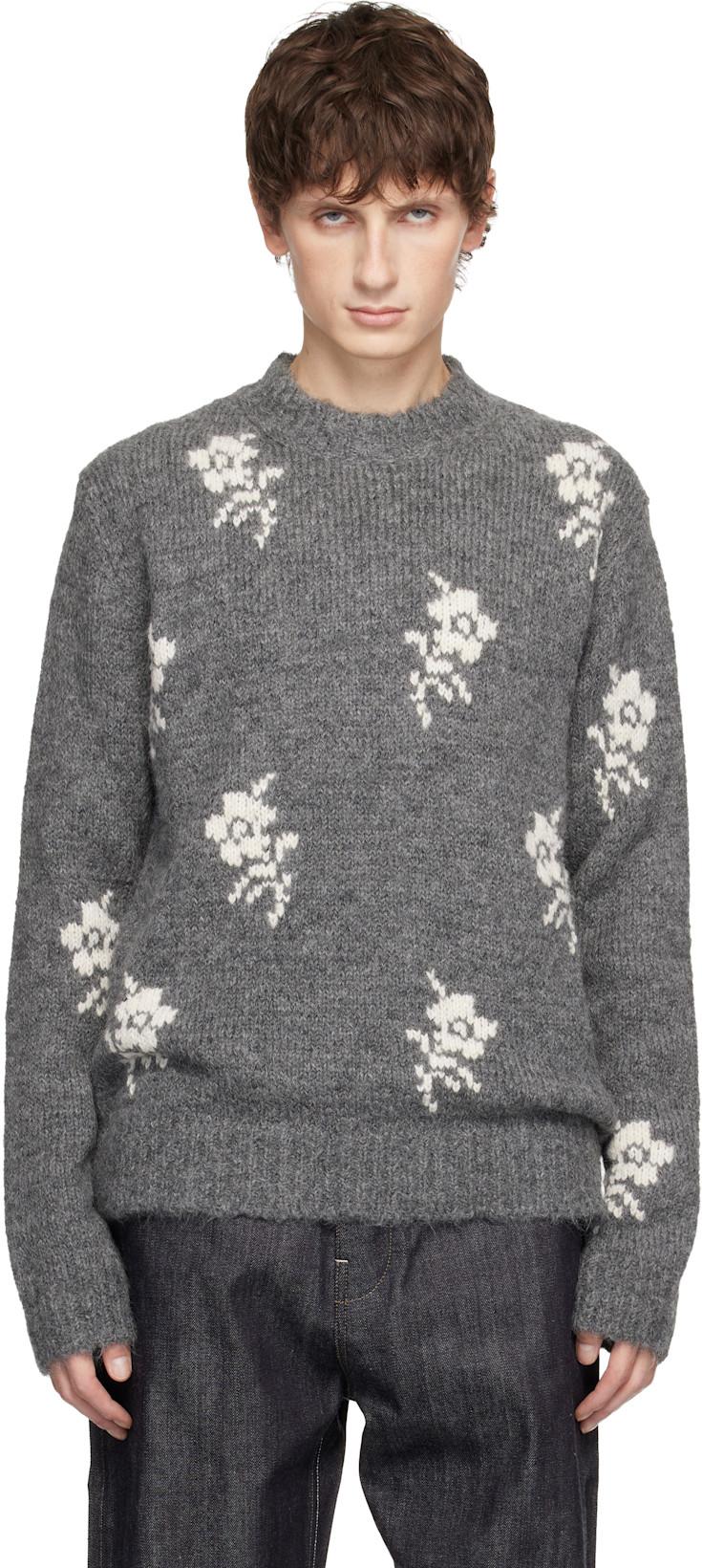 Gray Wool Blend Crew-Neck Sweater by JIL SANDER