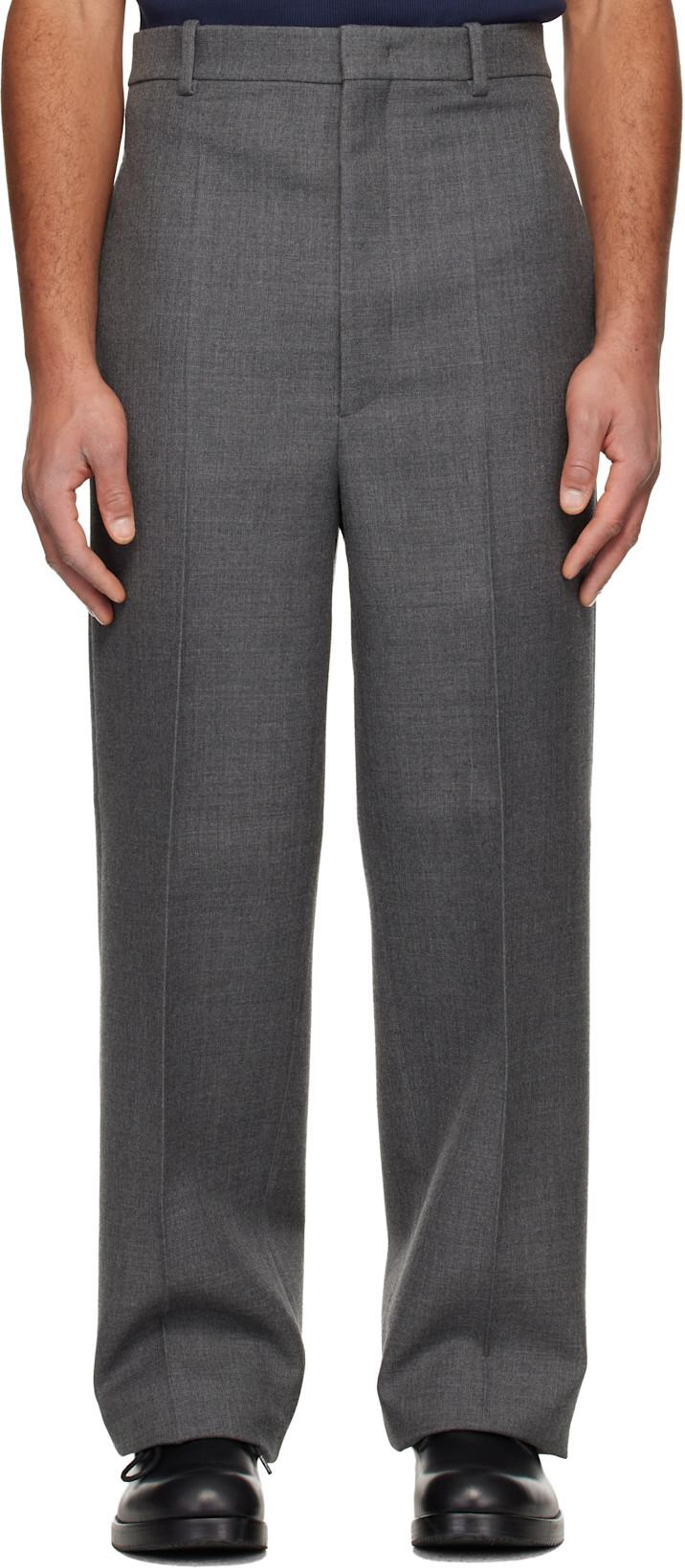 Gray Wool Gabardine Trousers by JIL SANDER