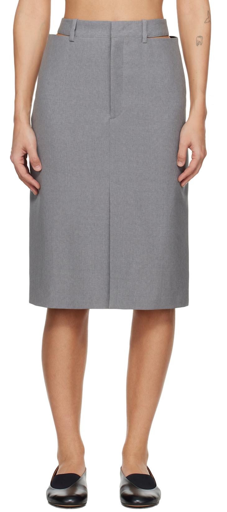 Gray Wool Midi Skirt by JIL SANDER
