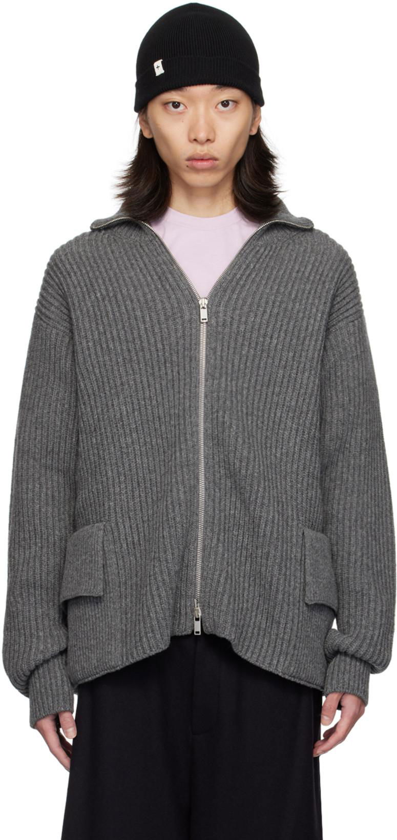 Gray Zip Sweater by JIL SANDER