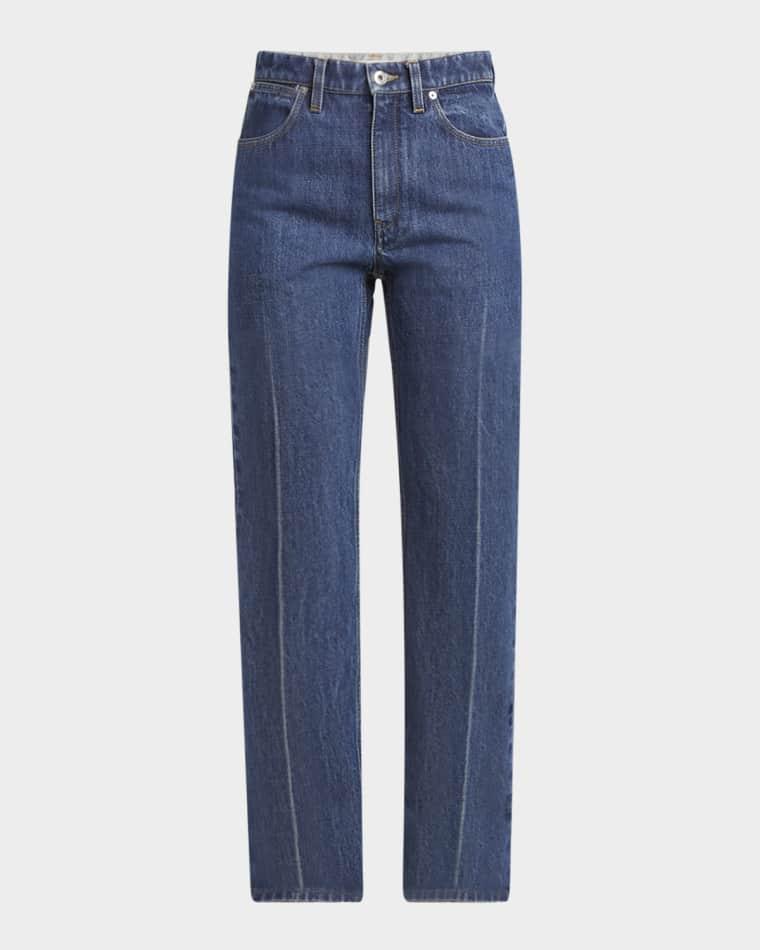 High-Rise Crease-Line Slim-Leg Jeans by JIL SANDER