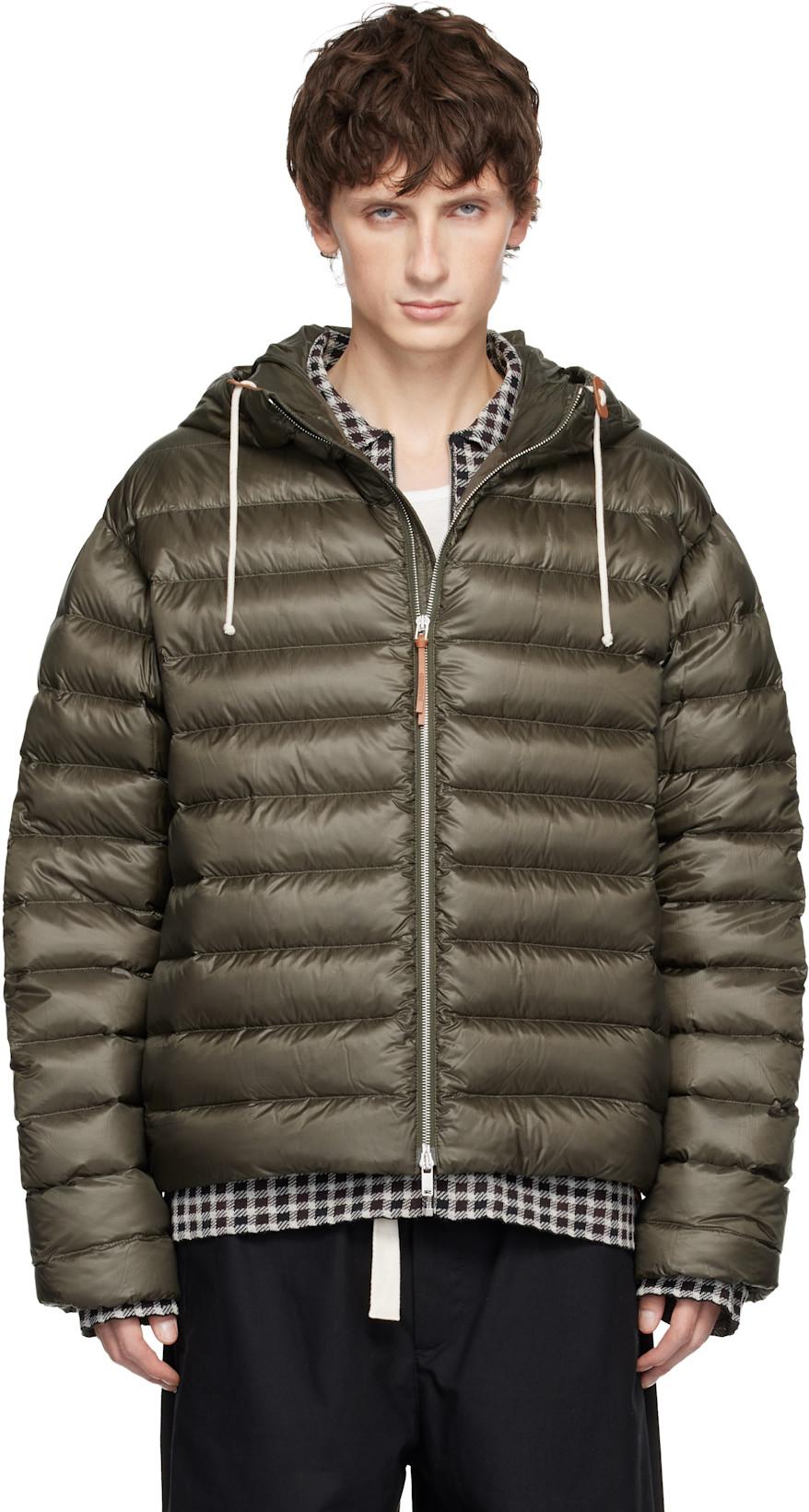 Khaki Hooded Down Jacket by JIL SANDER