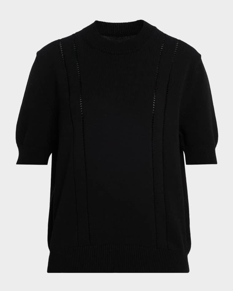 Lattice-Inset Short-Sleeve Sweater by JIL SANDER