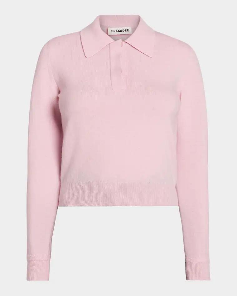 Long-Sleeve Wool Polo Sweater by JIL SANDER