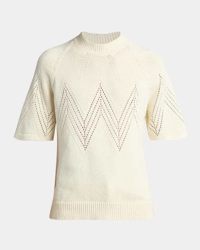 Men's Openwork Chevron Short-Sleeve Knit Top by JIL SANDER