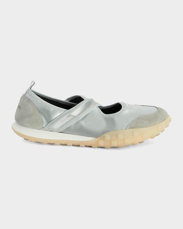 Moon Satin and Suede Sneaker Ballerina Flats by JIL SANDER