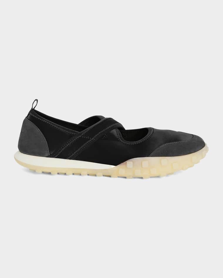 Moon Satin and Suede Sneaker Ballerina Flats by JIL SANDER
