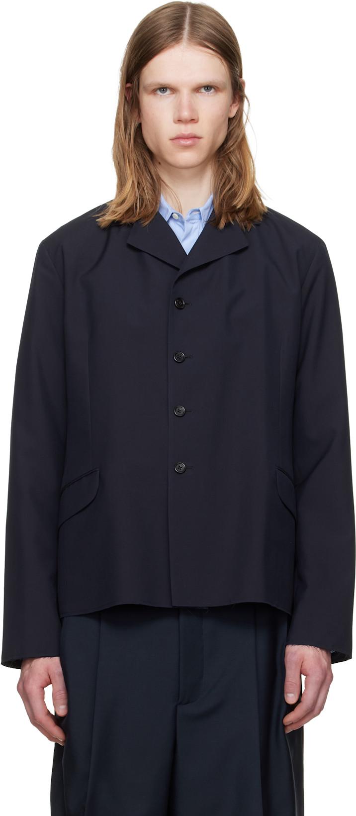 Navy Wool Poplin Blazer by JIL SANDER