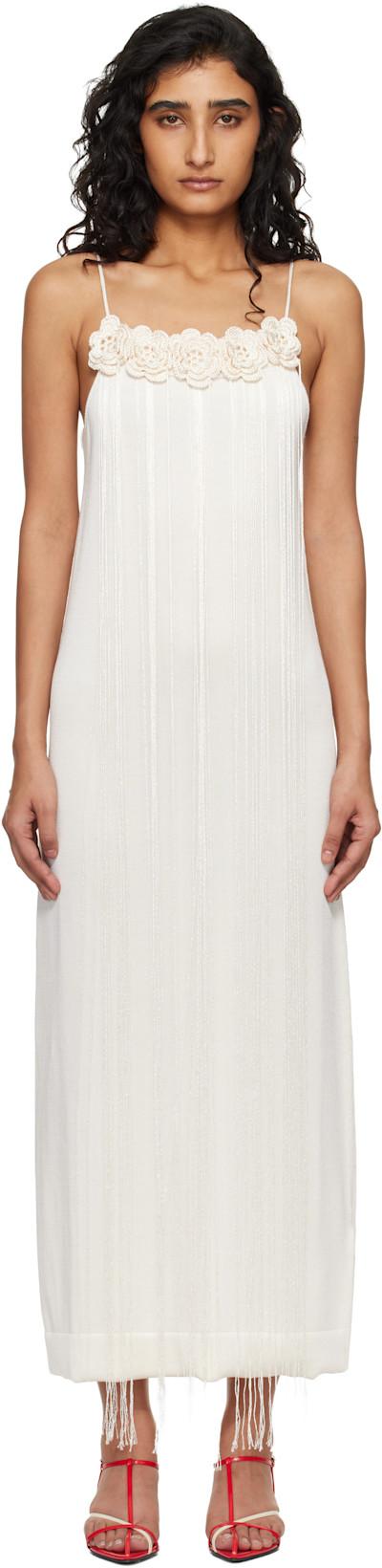 Off-White Cotton Double Spaghetti Straps Maxi Dress by JIL SANDER