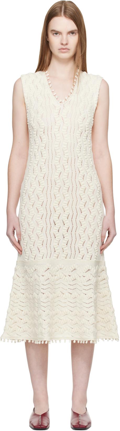 Off-White Pointelle Midi Dress by JIL SANDER