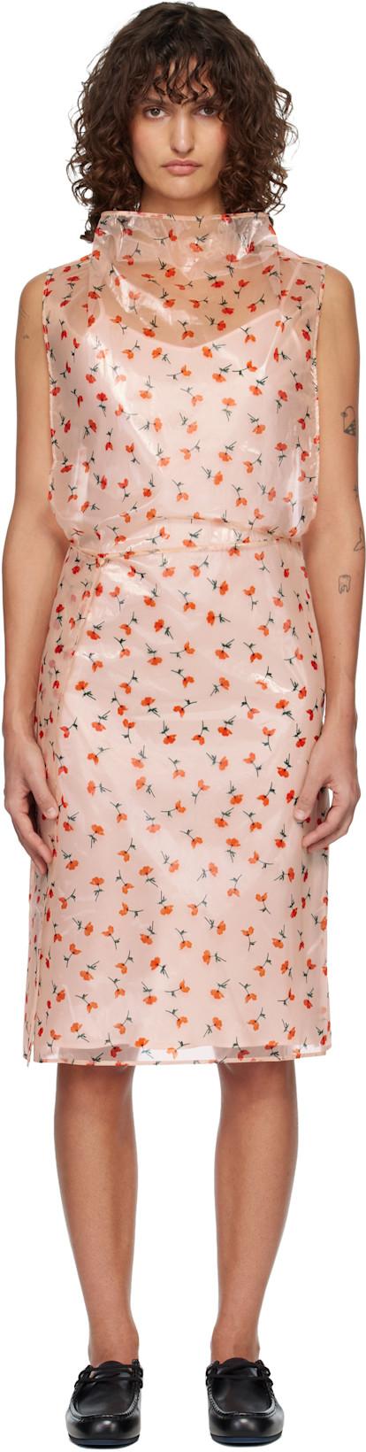 Pink Floral Lined Midi Dress by JIL SANDER