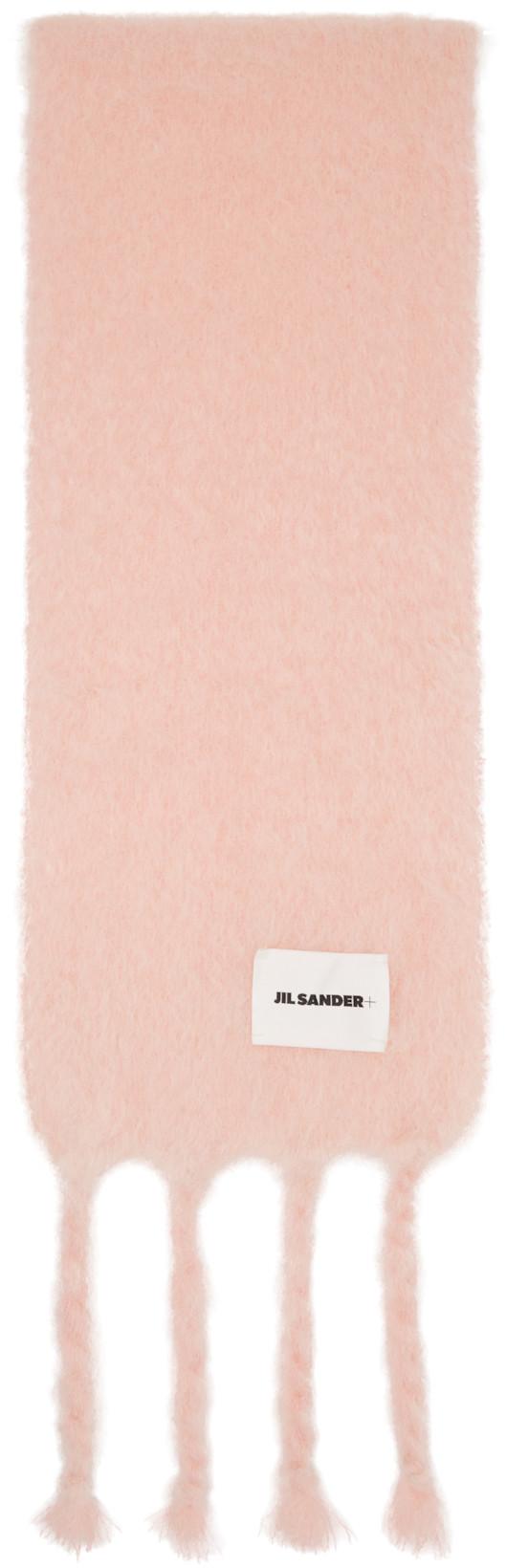 Pink Slim Wool Blend Scarf by JIL SANDER