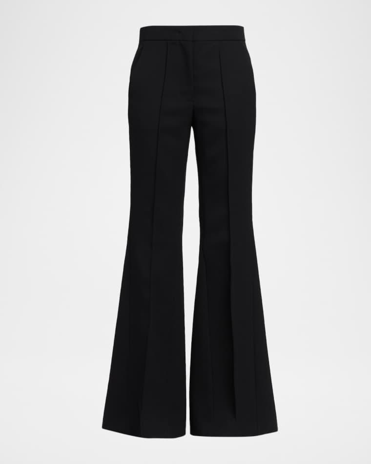 Pintuck Wool Tailored Flared Trousers by JIL SANDER