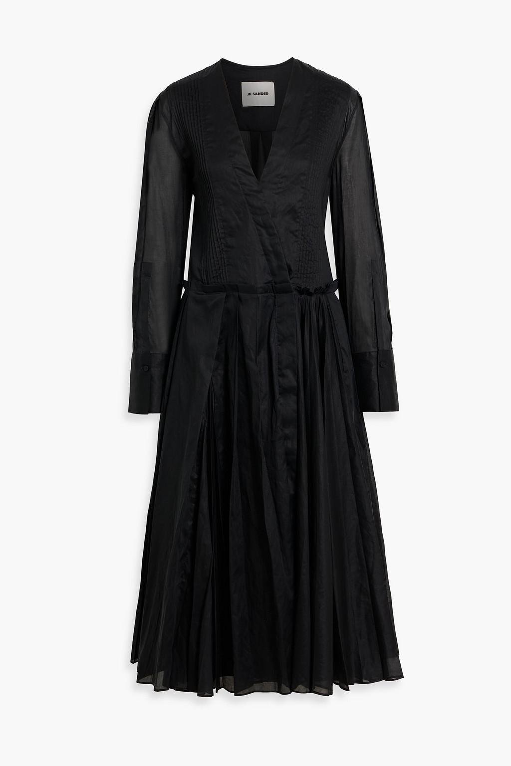 Pleated cotton-organdie midi dress by JIL SANDER