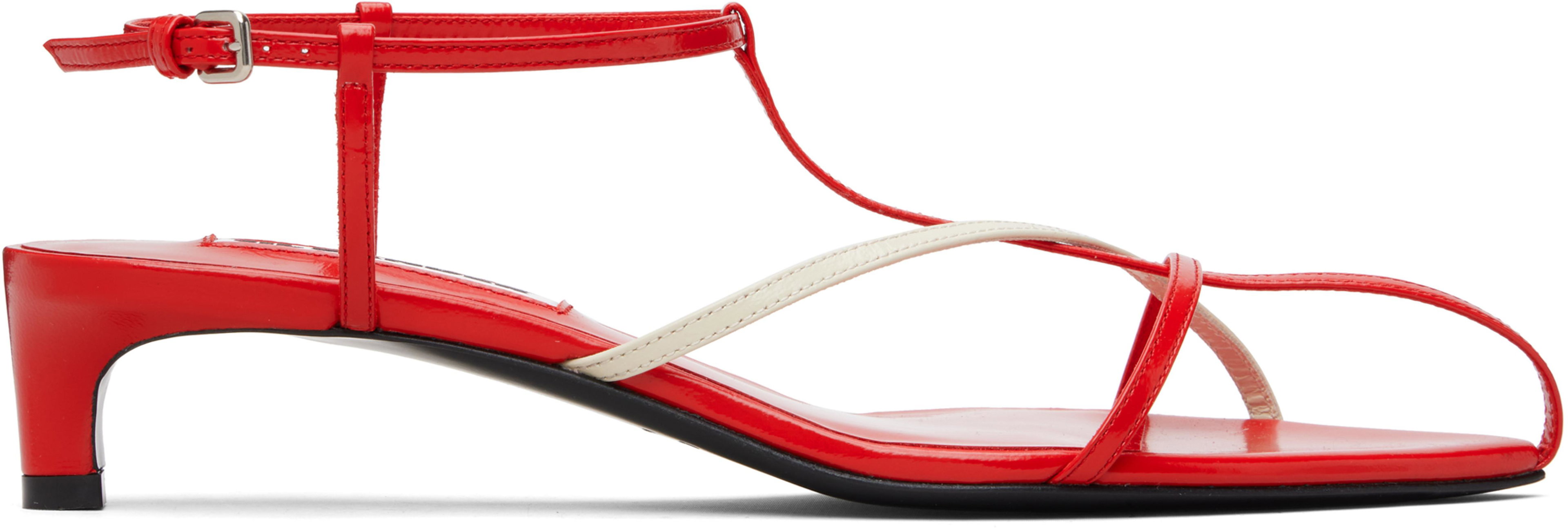 Red Cage Low Heeled Sandals by JIL SANDER