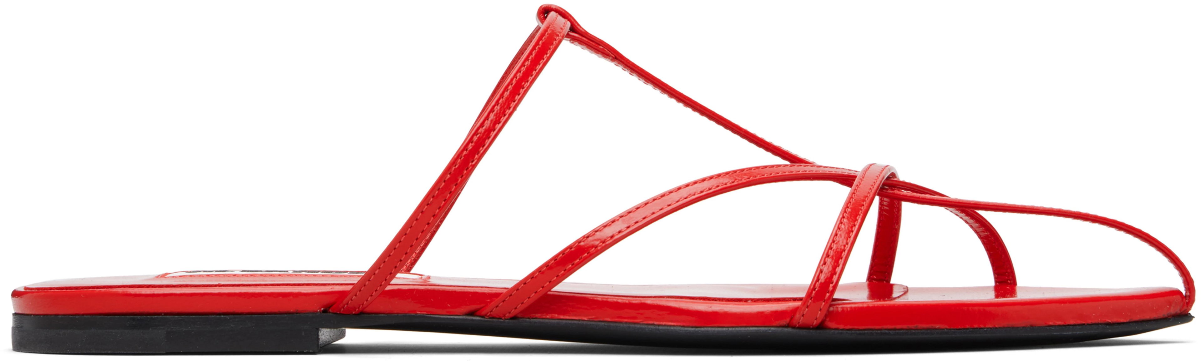 Red Pointed Toe Sandals by JIL SANDER