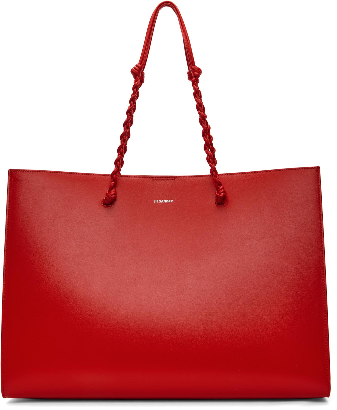 Red Tangle Shopping EW Tote by JIL SANDER