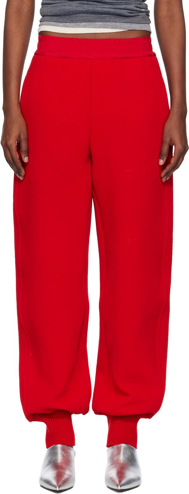 Red Wool Crepe Double Face Lounge Pants by JIL SANDER