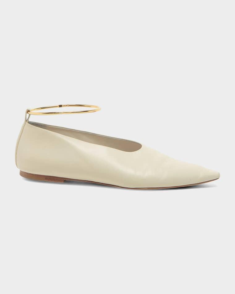Ring Leather Ballerina Flats by JIL SANDER