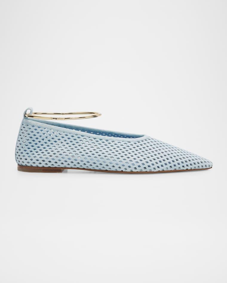 Ring Perforated Suede Ballerina Flats by JIL SANDER