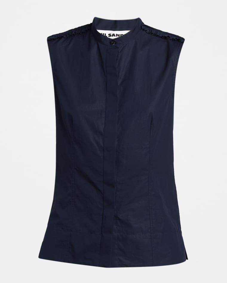 Ruffle-Shoulder Sleeveless Button-Down Shirt by JIL SANDER