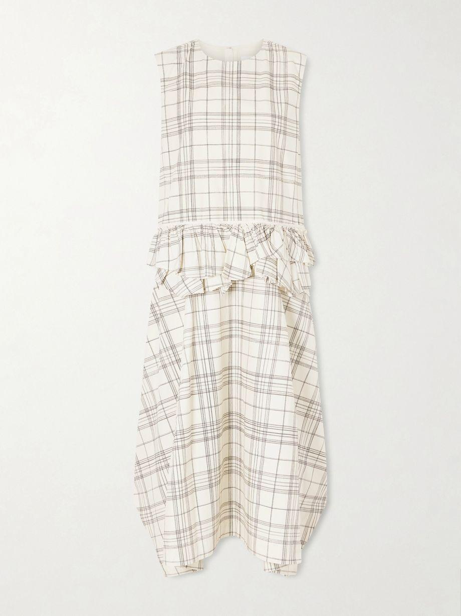Ruffled checked cotton-poplin midi dress by JIL SANDER