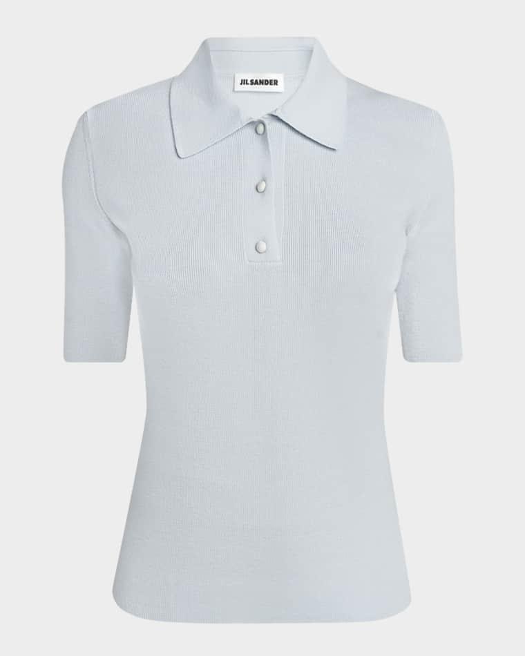 Short-Sleeve Wool Polo Sweater by JIL SANDER