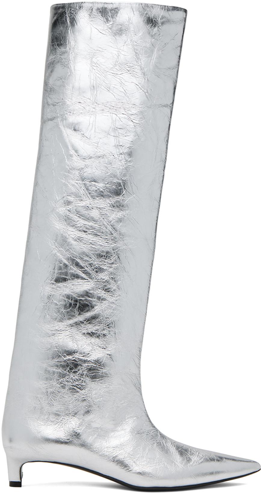 Silver Metallic Boots by JIL SANDER