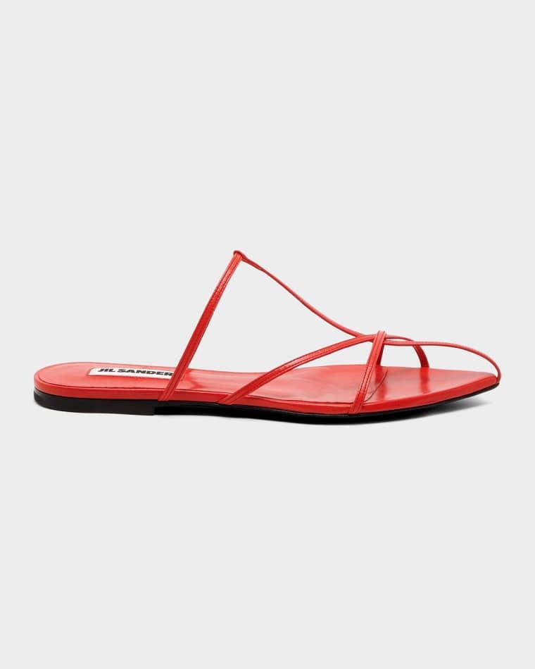 Strappy Leather Flat Slide Sandals by JIL SANDER