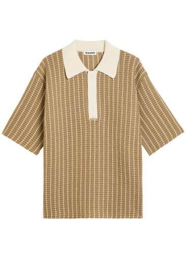 Striped cotton-knit polo shirt by JIL SANDER