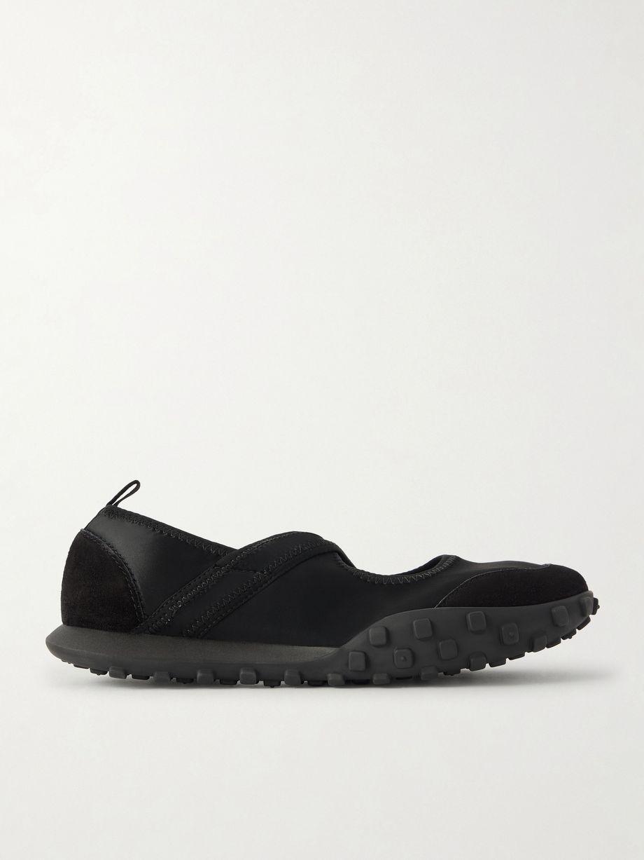 Suede-trimmed satin sneakers by JIL SANDER