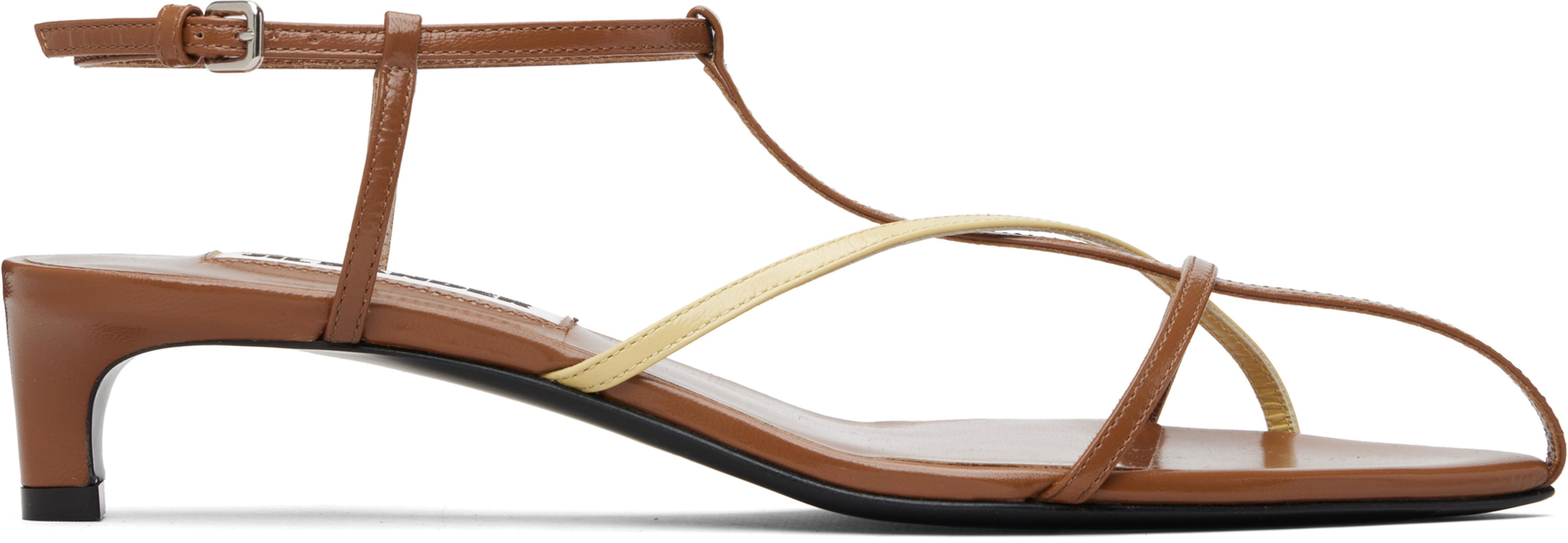Tan Cage Low Heeled Sandals by JIL SANDER