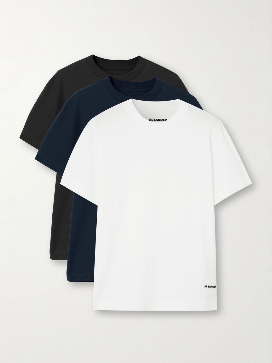 Three-pack appliquéd cotton-jersey T-shirts by JIL SANDER