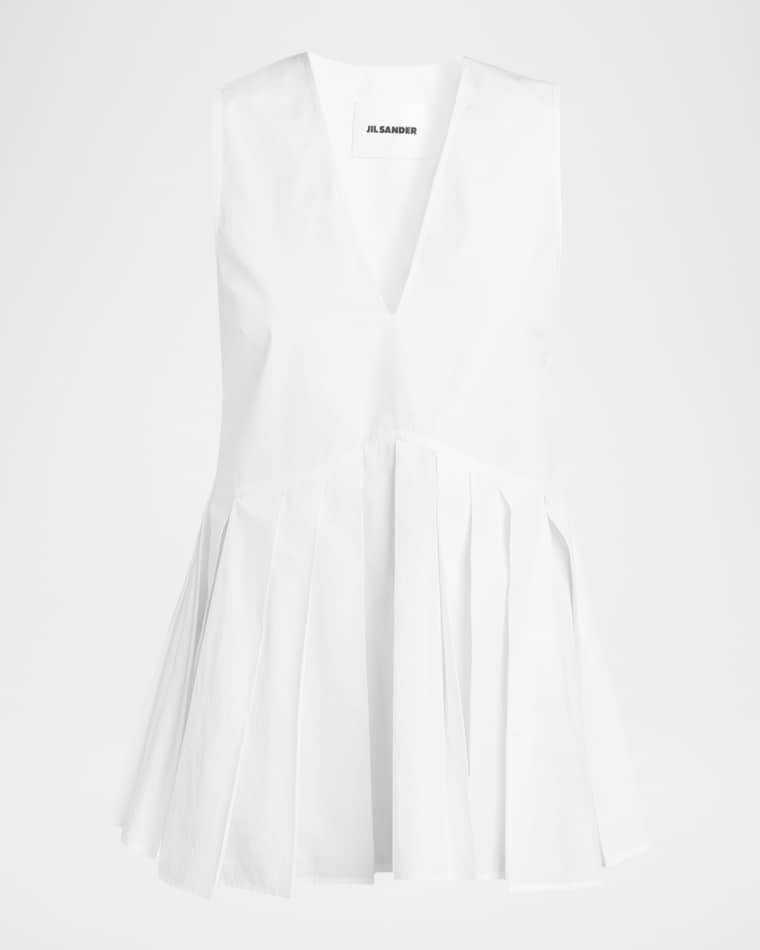 V-Neck Pleated Peplum Top by JIL SANDER