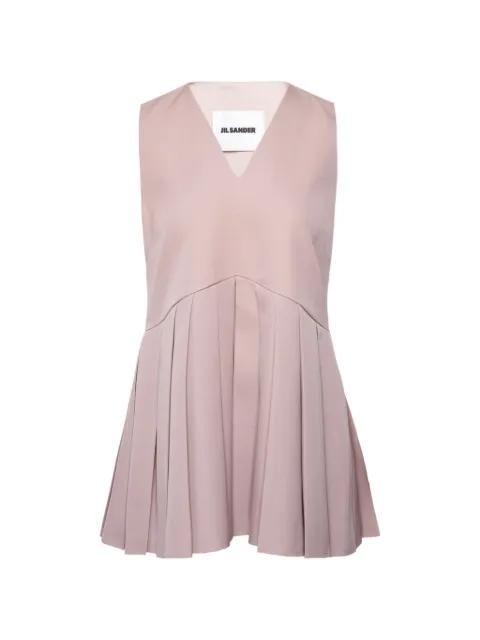 V-neck pleated wool top by JIL SANDER